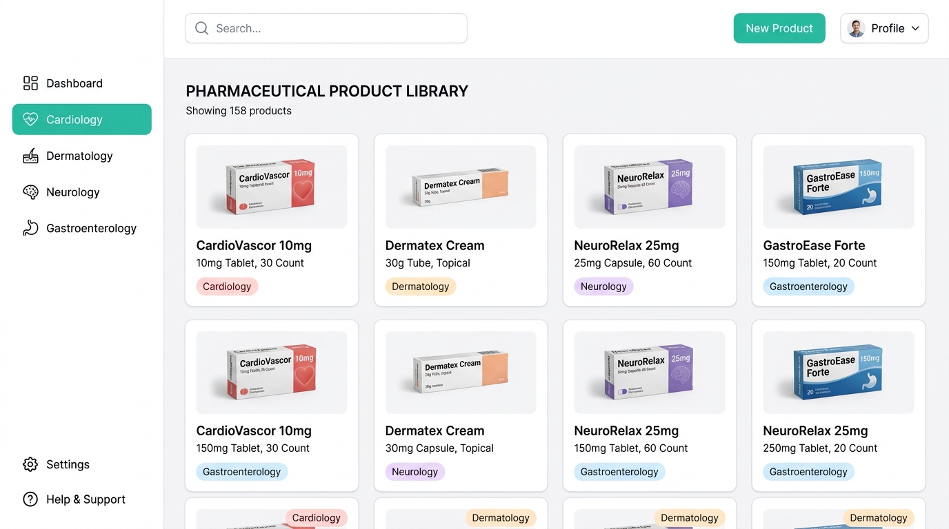Department-wise product mapping interface